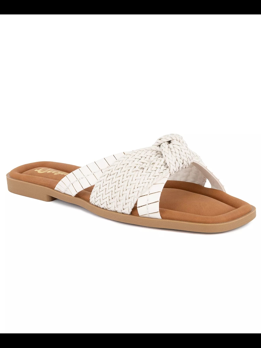 Sugar Woven Knot Slide Sandal - White Size 6